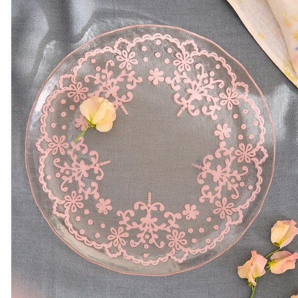 Anthropologie Other - Anthropologie Floral Lace Glass Dinner Plate